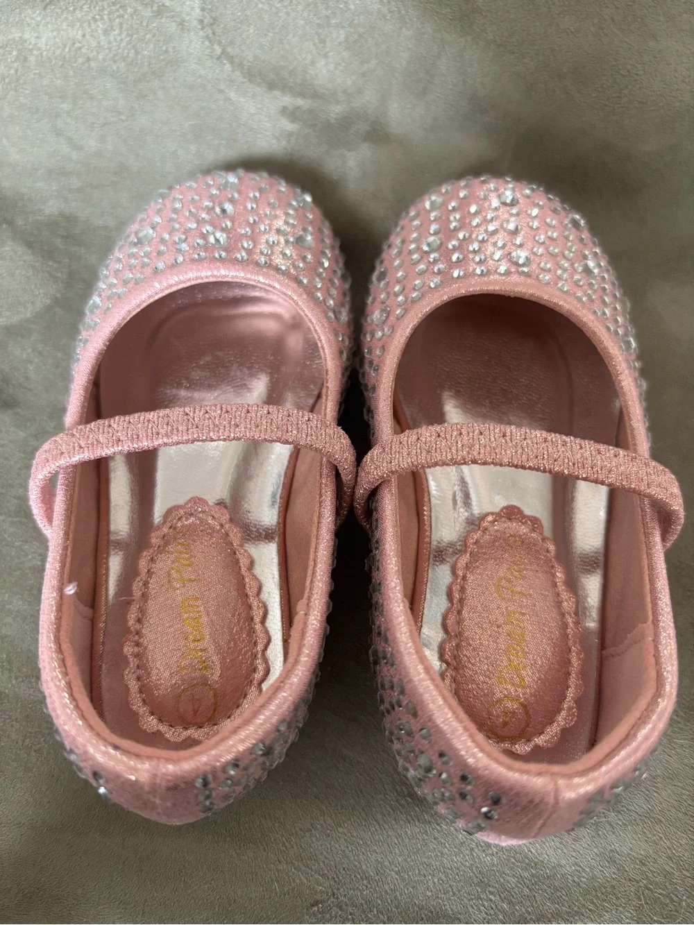 Dream Pairs Pink & Sparkling White Rhinestone Mary Jane Princess Flats Size 4T